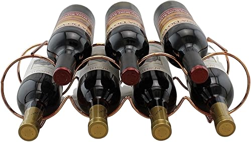 Miniatura 3 de Dependable Industries inc. Essentials Estante de vino apilable de color oro rosa, capacidad para hasta 7 botellas y mantiene el vino horizontal para