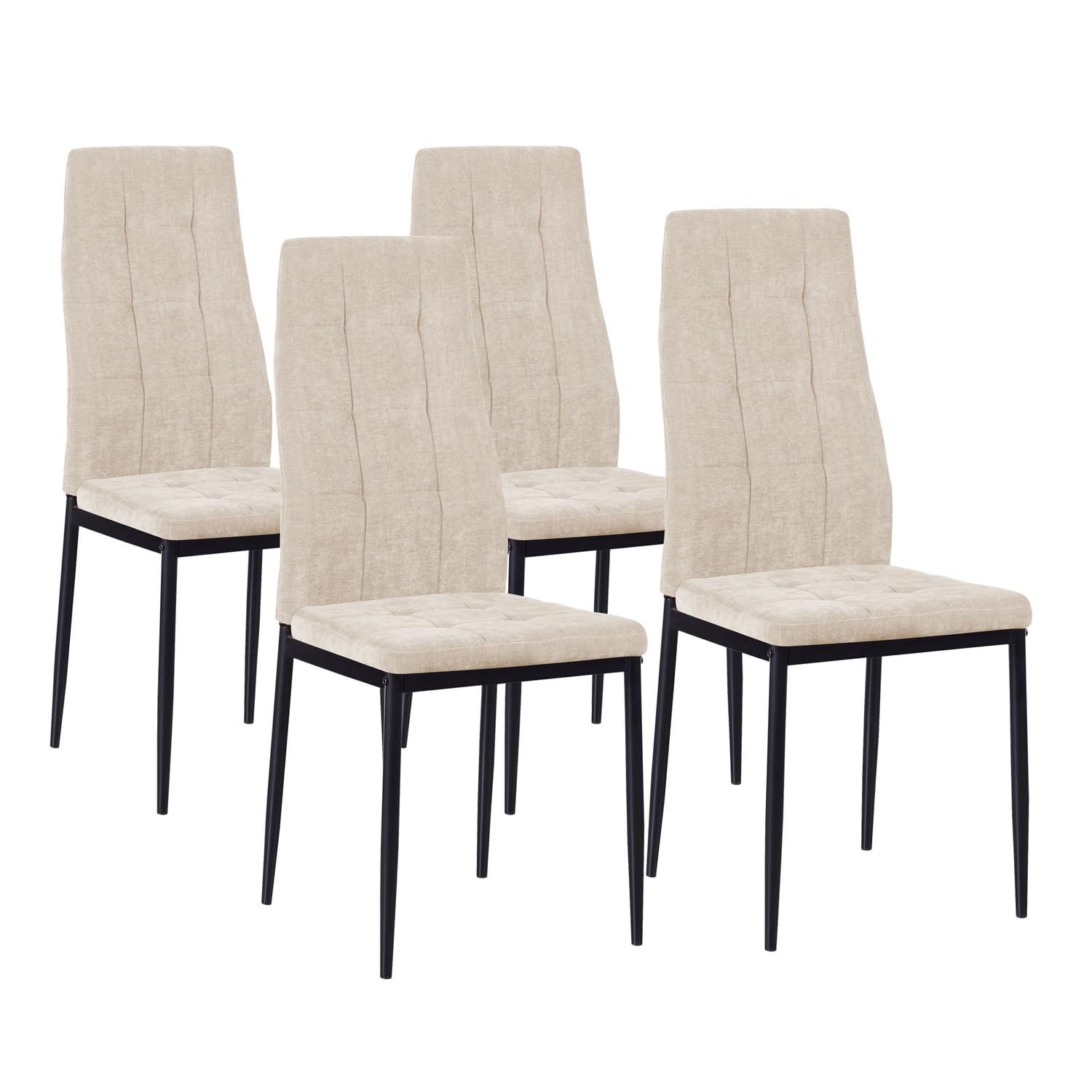 WeHome - Sedie di Tessuto Milano, Set da 4 Sedie Design per Sala da Pranzo, Sedie da Cucina, Ufficio, Sala d'Attesa, Camera da Letto, Cucina completa, Arredamento casa (Beige)