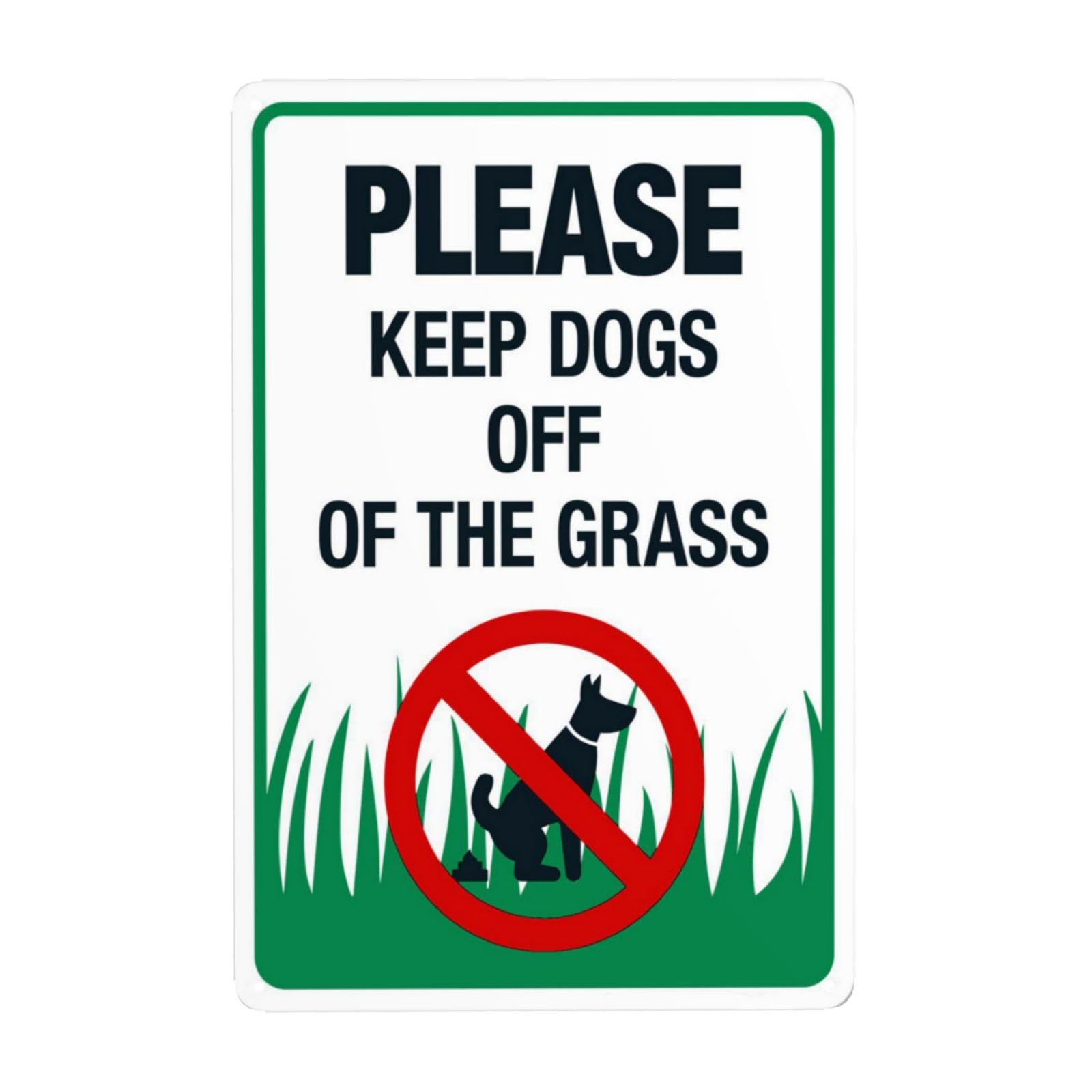 Please Keep Dogs Off Grass With Dog Symbol Vintage Metal Warning Sign 12x8 Inch