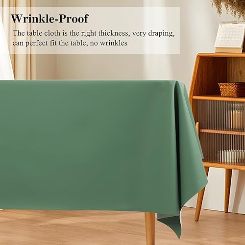 Miniatura 2 de Mantel rectangular de piel sintética color crema, mantel cálido para fiestas, campamento, picnic, cocina y comedor (71 x 55 pulgadas, verde Morandi)
