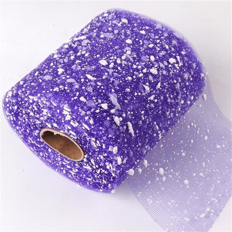 Maille d'emballage violet foncé 15x1500cm gaze à pois de neige pour fleurs