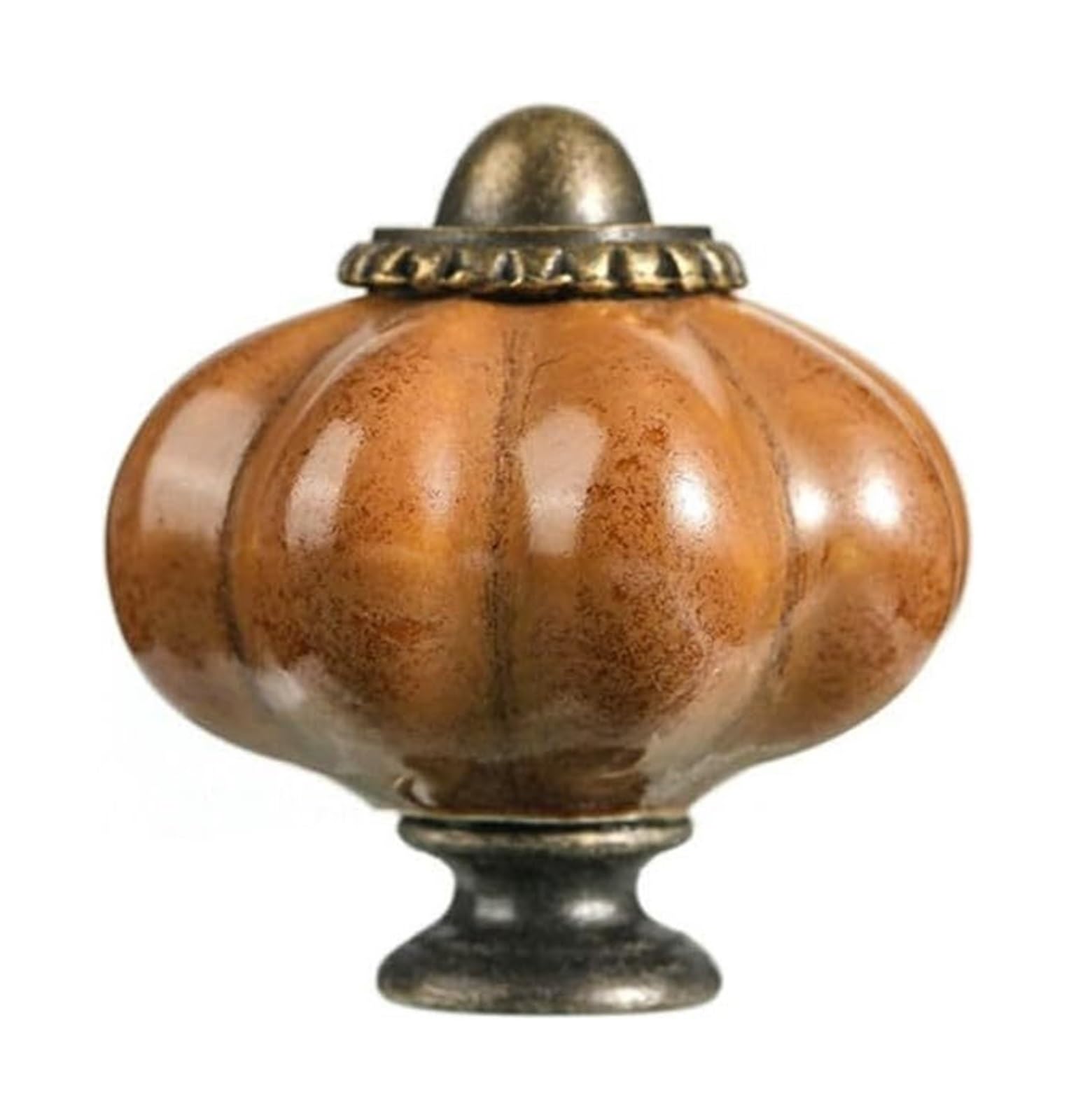 Opeximatun Style10 Drawer Knobs, Retro Single Hole Ceramic Pumpkin Handle Round Vintage Cabinet Knob European Style(Style10)