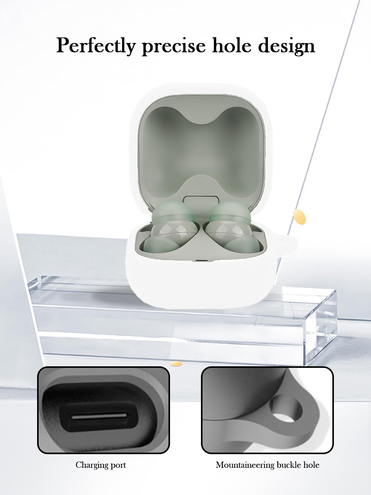 Funda para auriculares LinkBuds de Sony, compatible con auriculares inalámbricos con cancelación de ruido (número de modelo: WFLS910NW), protección suave, funda de silicona BOVUGAC con llavero, kit de