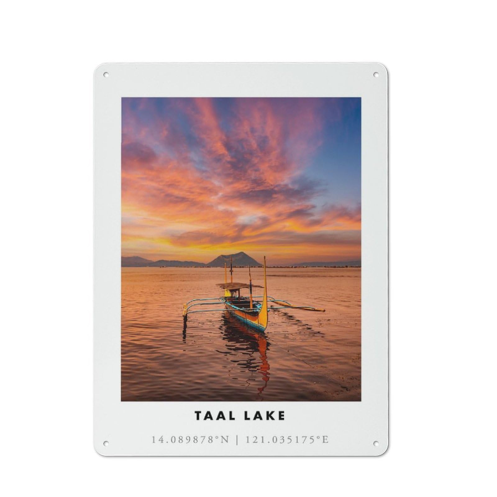 Junmoney Style-20 Taal Lake Sunset Retro Metal Wall Sign 40X30cm For Kitchen Or Home Bar, For Kitchen Decor Lovers Refreshing A Room In Autumn