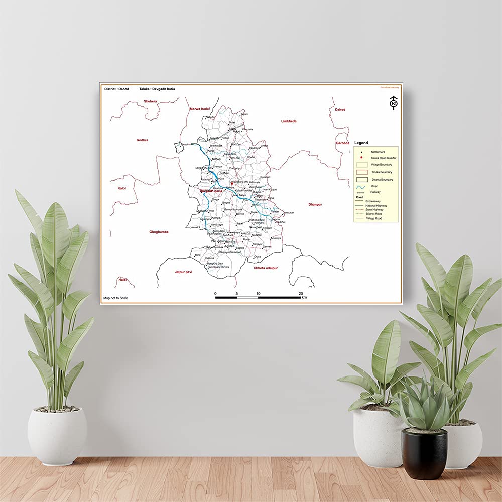 British Terminal® Dahod DISTRICT Devgadh Baria TALUKA Map Waterproof Vinyl Sticker Poster use for study purpose (30 cm X 45 cm) btcan2648-1