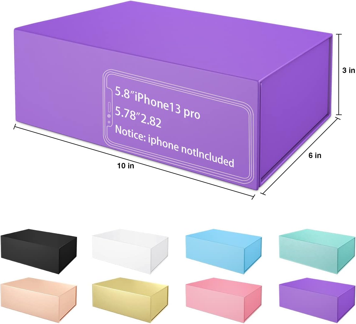 Purple Gift Box 10" x 6" x 3", Magnetic Closure Lid Gift Boxes for Presents image 2