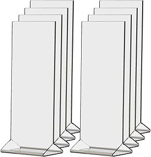 Marketing Holders 8 Pack Rack Card Frame Sign Holder 4 x 9 Inch Double Sided Counter Clear Acrylic Vertical Literature Frame Letter Notice Menu Pricing Deli Table Tent Display