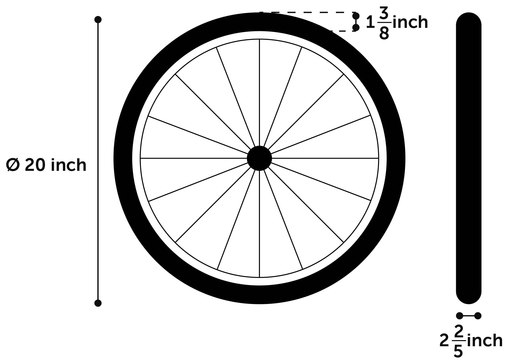 Roue DE Rechange REMORQUE DE Velo REMCO 51CM/20INCH