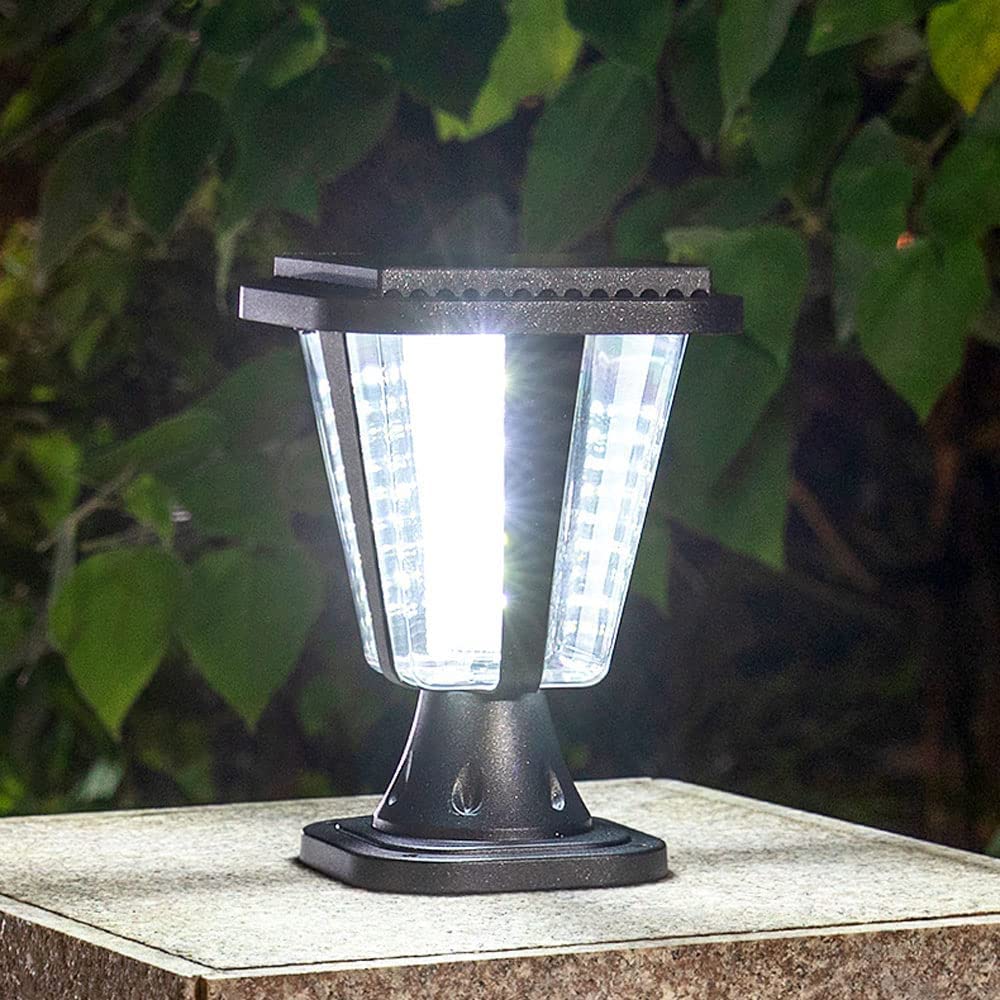 Solar 3W zewnętrzne światła słupkowe LED, 2-kolorowe światło zewnętrzne słupkowe, czarne aluminiowe oświetlenie ogrodowe zasilane energią słoneczną, patio, słupek ogrodzeniowy (7,8 cala)