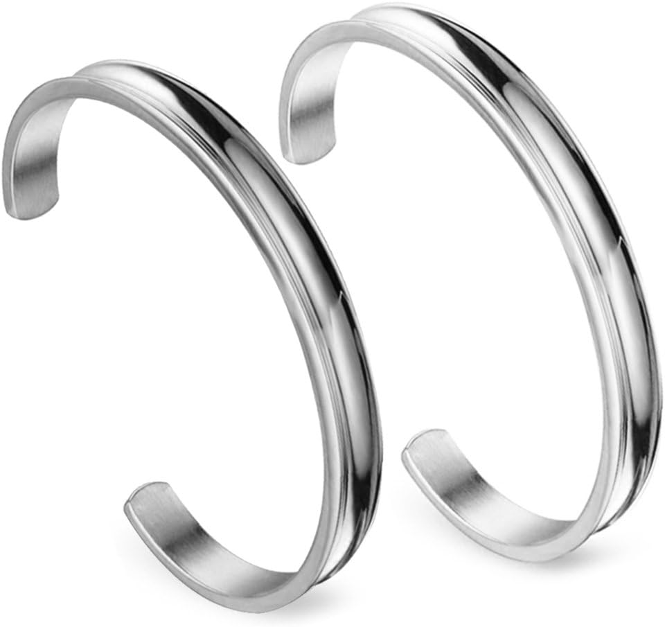 Zuo Bao Hair Tie Bracelet Stainless Steel Grooved Cuff Bangle for Women Girls