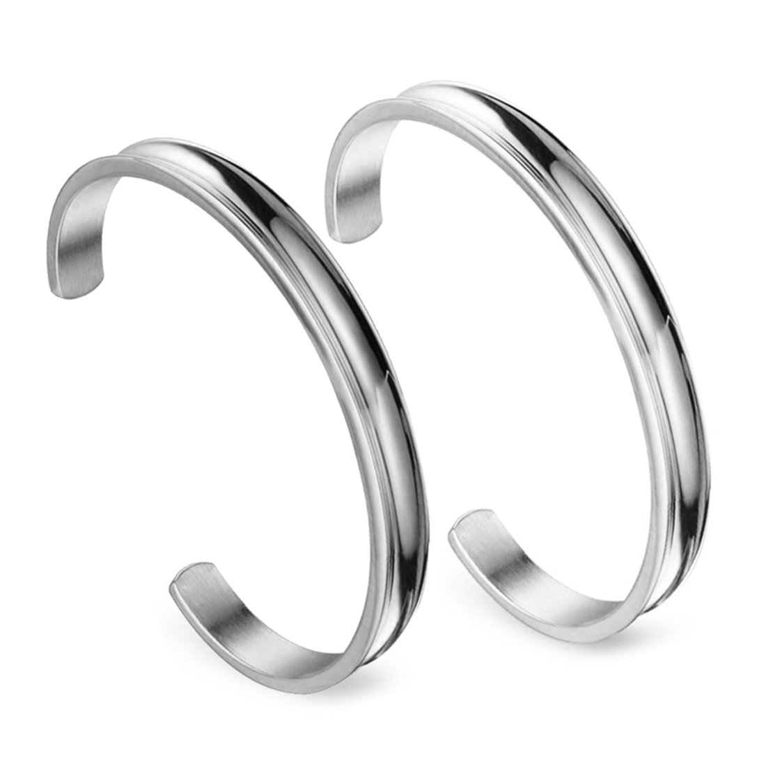 Zuo Bao Hair Tie Bracelet Stainless Steel Grooved Cuff Bangle for Women Girls