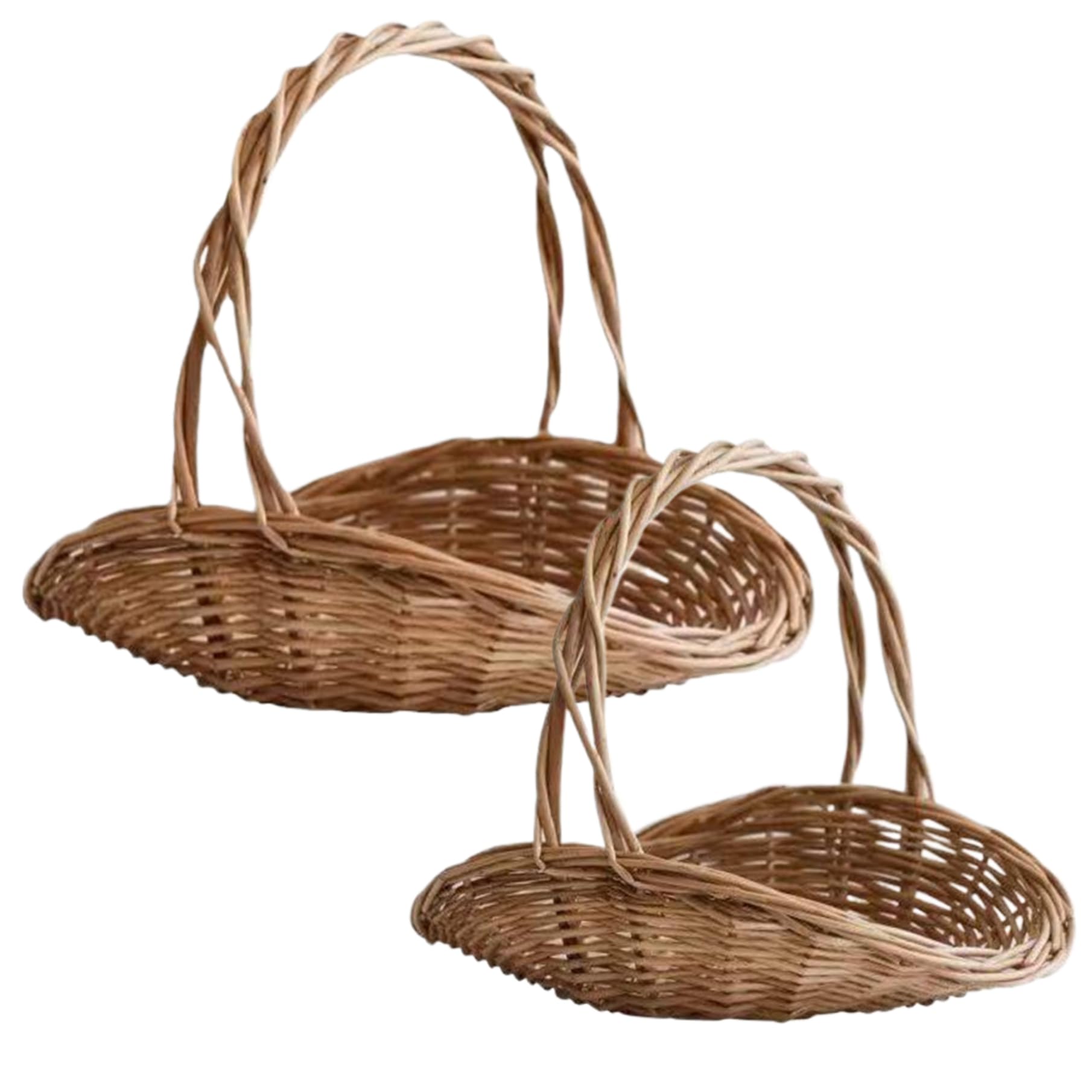 Cestino di vimini con manico da 2 pezzi cestino da giardino per la raccolta di verdure naturale wicker fiore di raccolta tessuta portatile