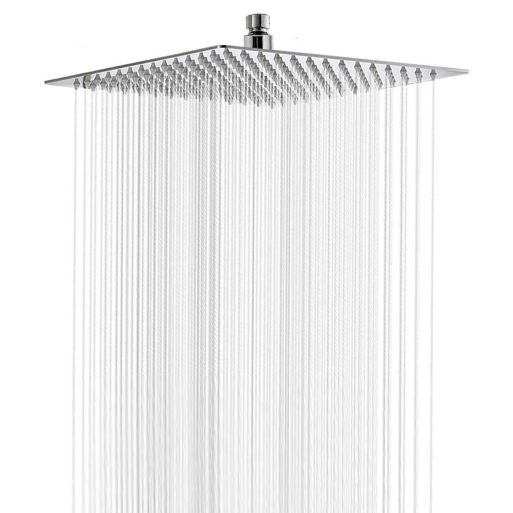 Vigime Chrome Rain Shower Head, 10 Inch Square High Pressure Showerhead, Ultra-Thin Best Pressure Boosting With Silicone Nozzle, High Flow Rainfall Stainless Steel Large Shower Heads