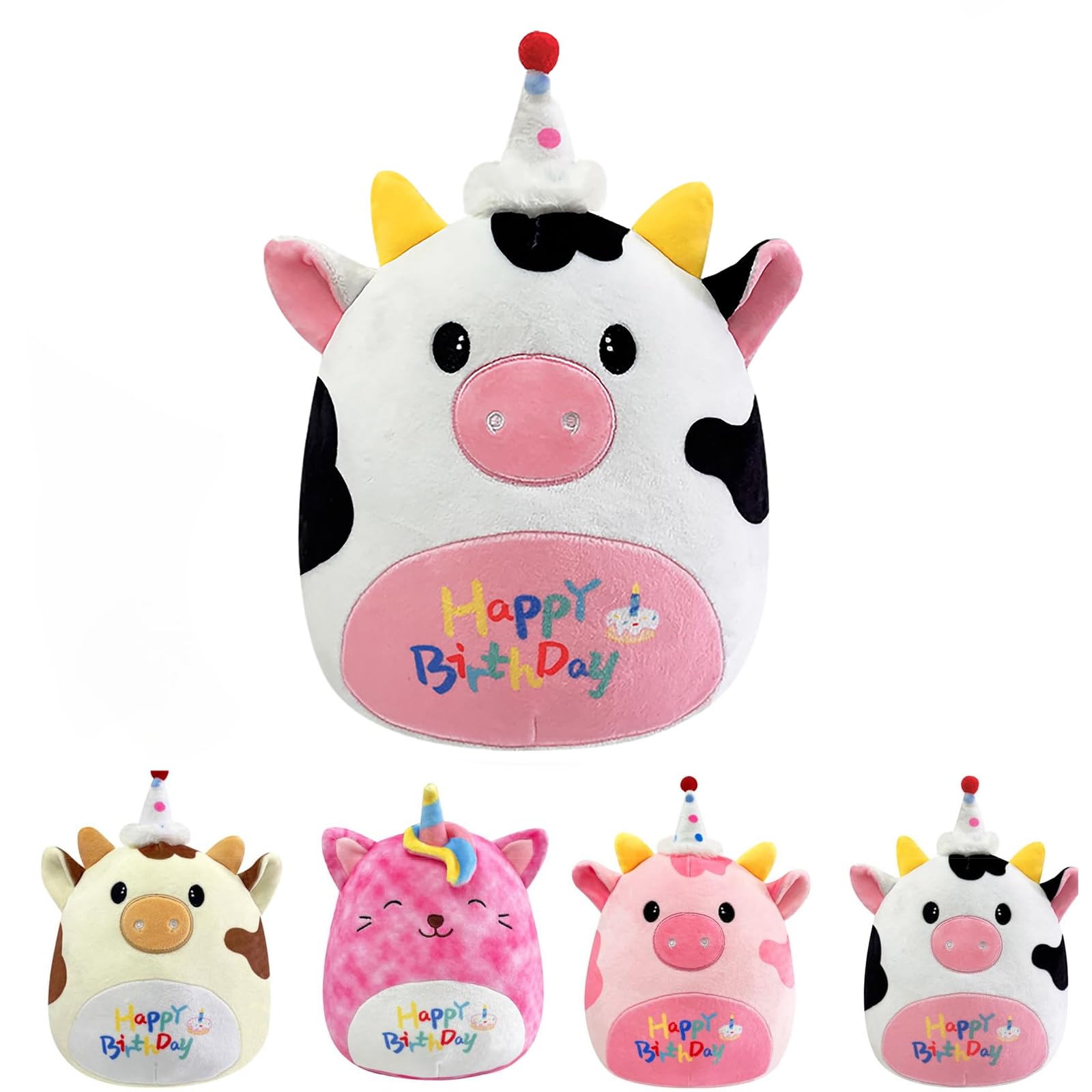 POPOYU 20cm Milk Cow Plush Pillow Toys,3D Cute Stuffed Dairy Cow Pillow Doll Squishy Cotton Plushies Doll,Super Soft Toy Gift for Kids Girls Birthday Present Kids Collection Home Decoration