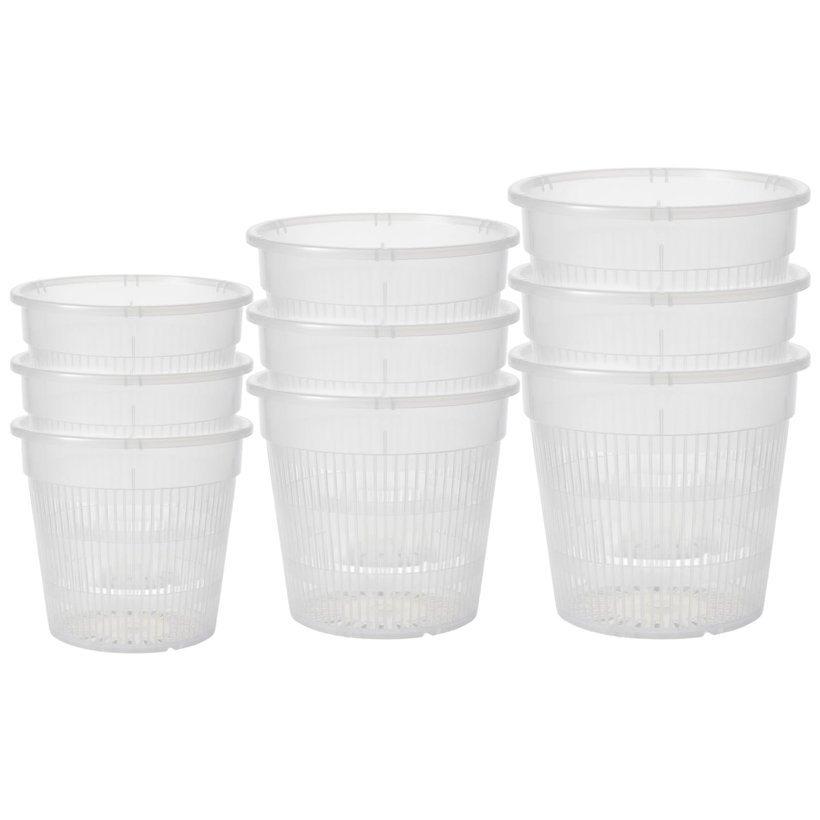 Tsawntd Flower Pots, Clear Orchid Pots with Holes and Saucers, 9 Pack (11cm/14cm/16cm) - Plastic Orchid for Repotting and Healthy Root Growth