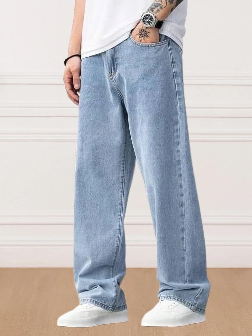 levorce Denim Fabric Straight Fit Mid Rise Light Blue Men Jeans (STF-SNS-LVR)-picture-19
