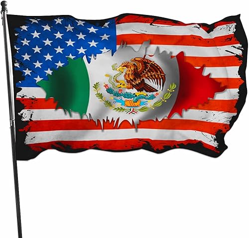 Banderas de la amistad de México USA de 3 x 5 pies con ojales de latón para decoración del hogar de dormitorio, impresión de doble cara