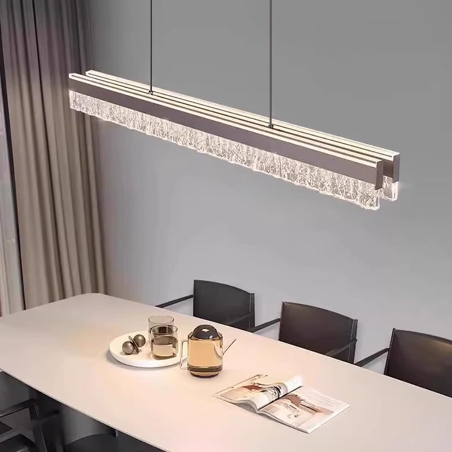 Moderna Lampada a Sospensione a LED per Tavolo da Pranzo Lunga 120cm Dimmerabile Illuminazione a Sospensione a LED per Isola Cucina Lussuosa Plafoniera per Sala da Pranzo e Ufficio