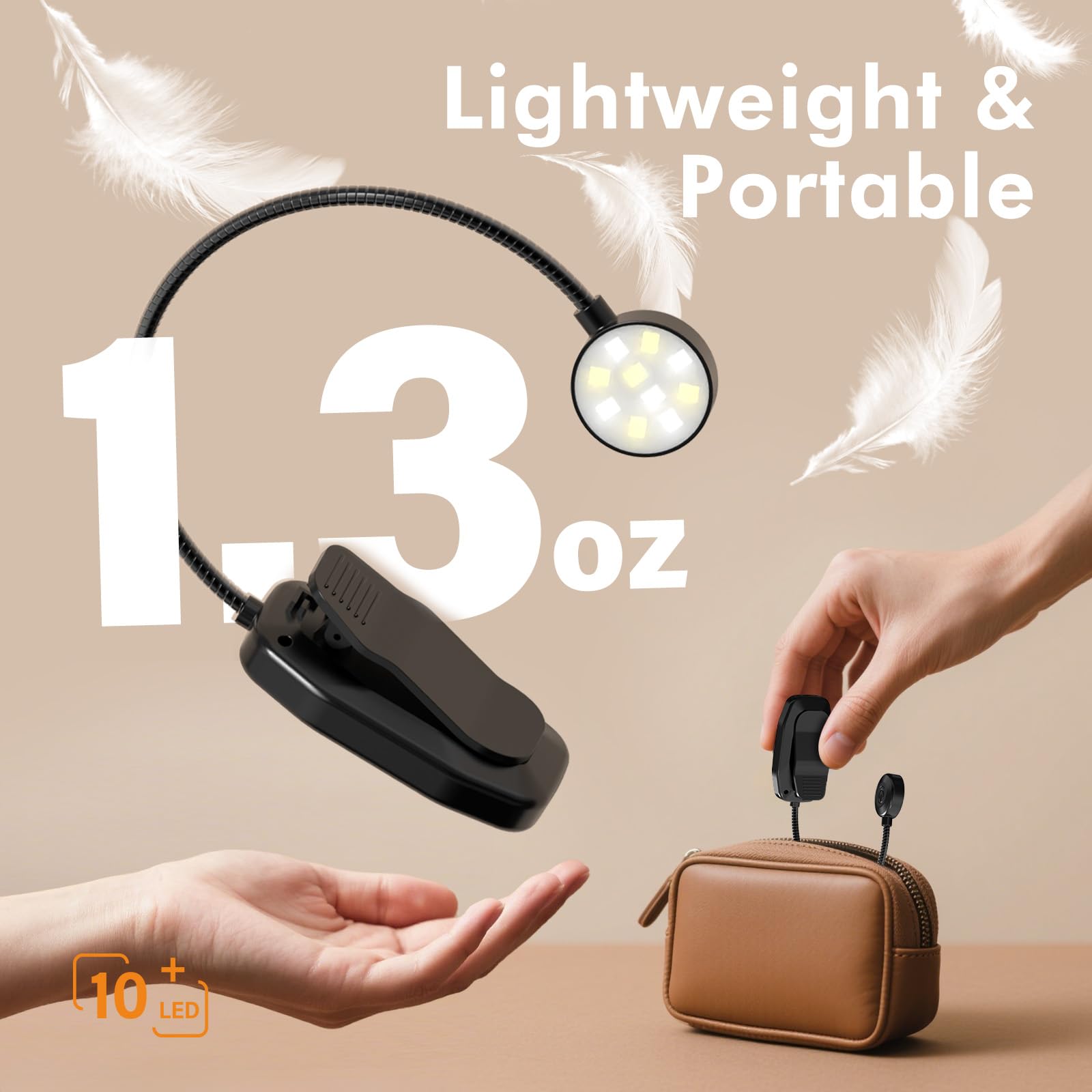 KTEBO Luz de lectura de libro recargable, luz LED para leer en la cama, cuidado de los ojos