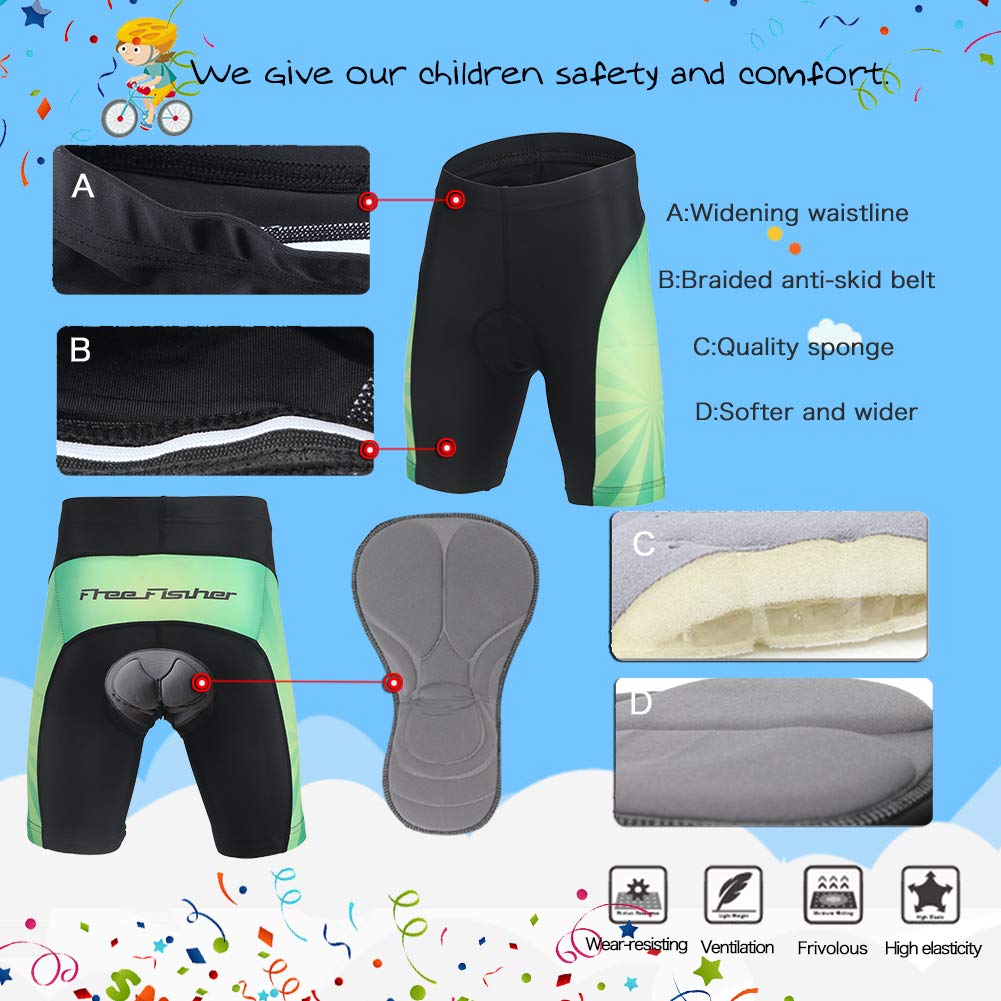 Kinder Jungen Fahrradbekleidung Set Mädchen Atmungsaktive Trikot Kurzarm & Radhose mit 3D Sitzpolster MTB Radsportanzug