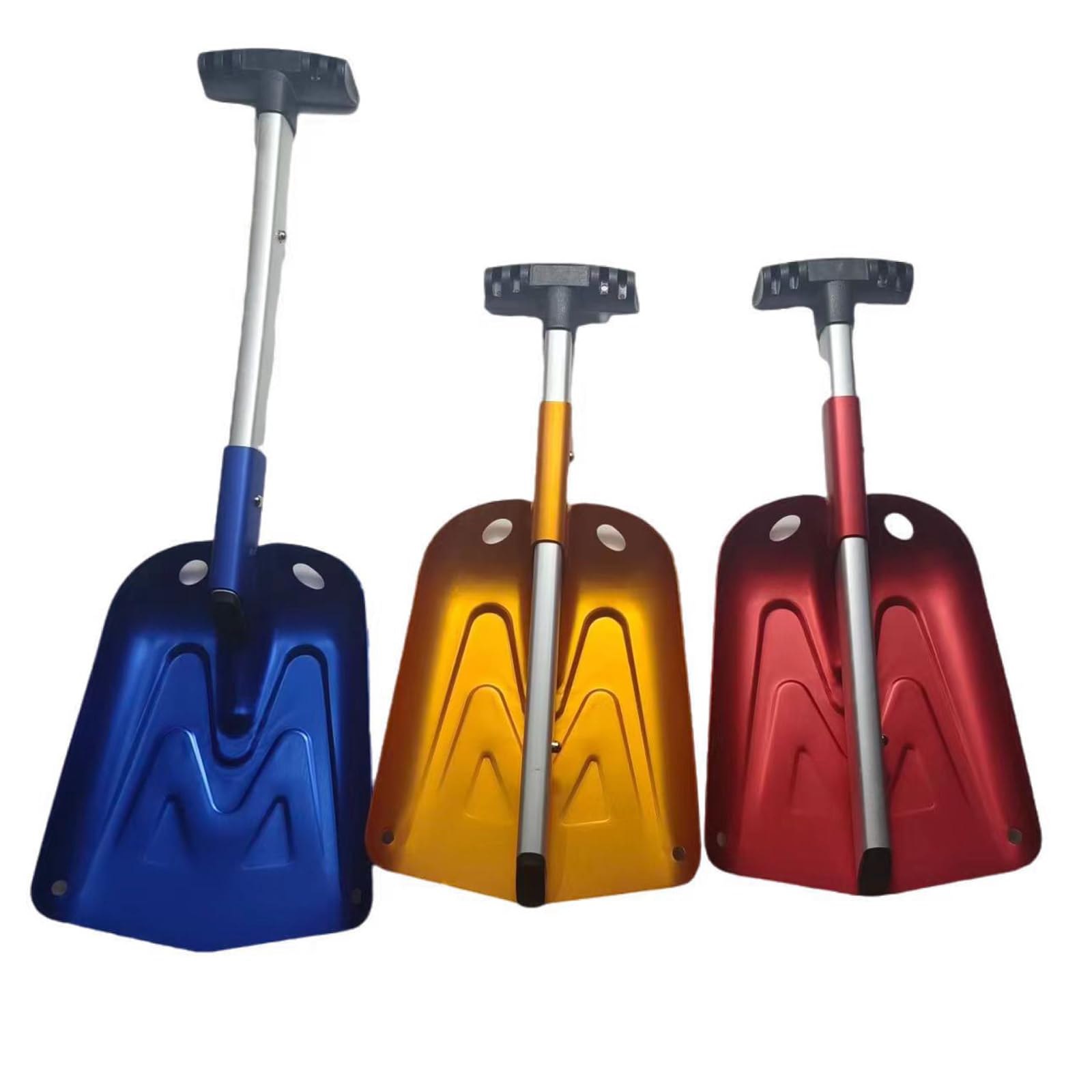 Pala para Nieve Plegable,Palas para Quitar Nieve,pala de emergencia plegable telescópica de invierno Pala de Nieve Ajustable Portátil Ligera para Camping Jardín Senderismo(rojo/dorado/azul)