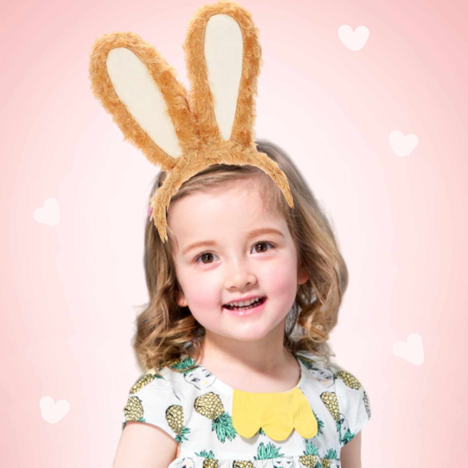 XNIVUIS 2 Pcs Rabbit Ears Headband Hairband Cute Rabbit Ears Ears Head Band Party Decoration Cosplay Costume Hair Hoop Sweet Headdress Hair Accessories for Kids Women Girls Princess Party (Brown) - Image 4