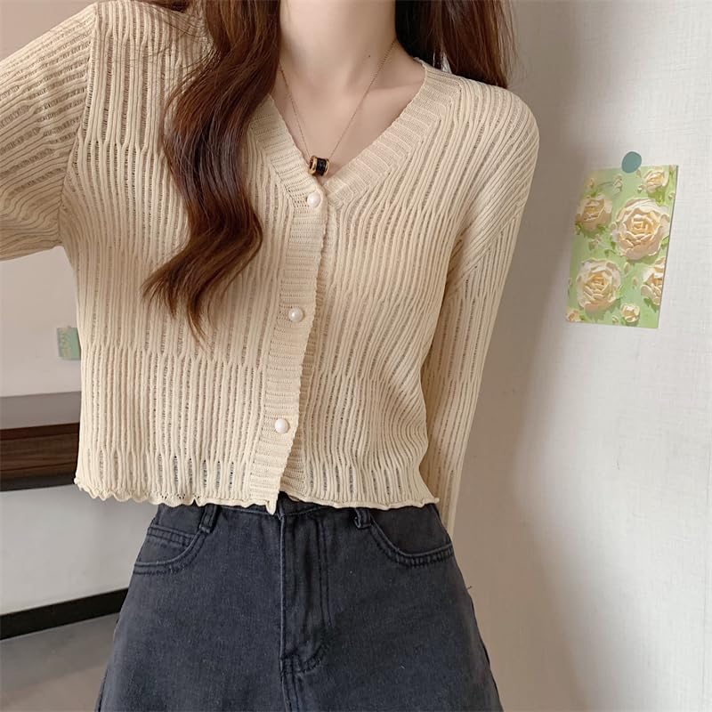 Image of ICW Women's Knitted Ribbed Cardigan Long-Sleeve V-Neck Button-Up Shrug Jacket Top Dn85