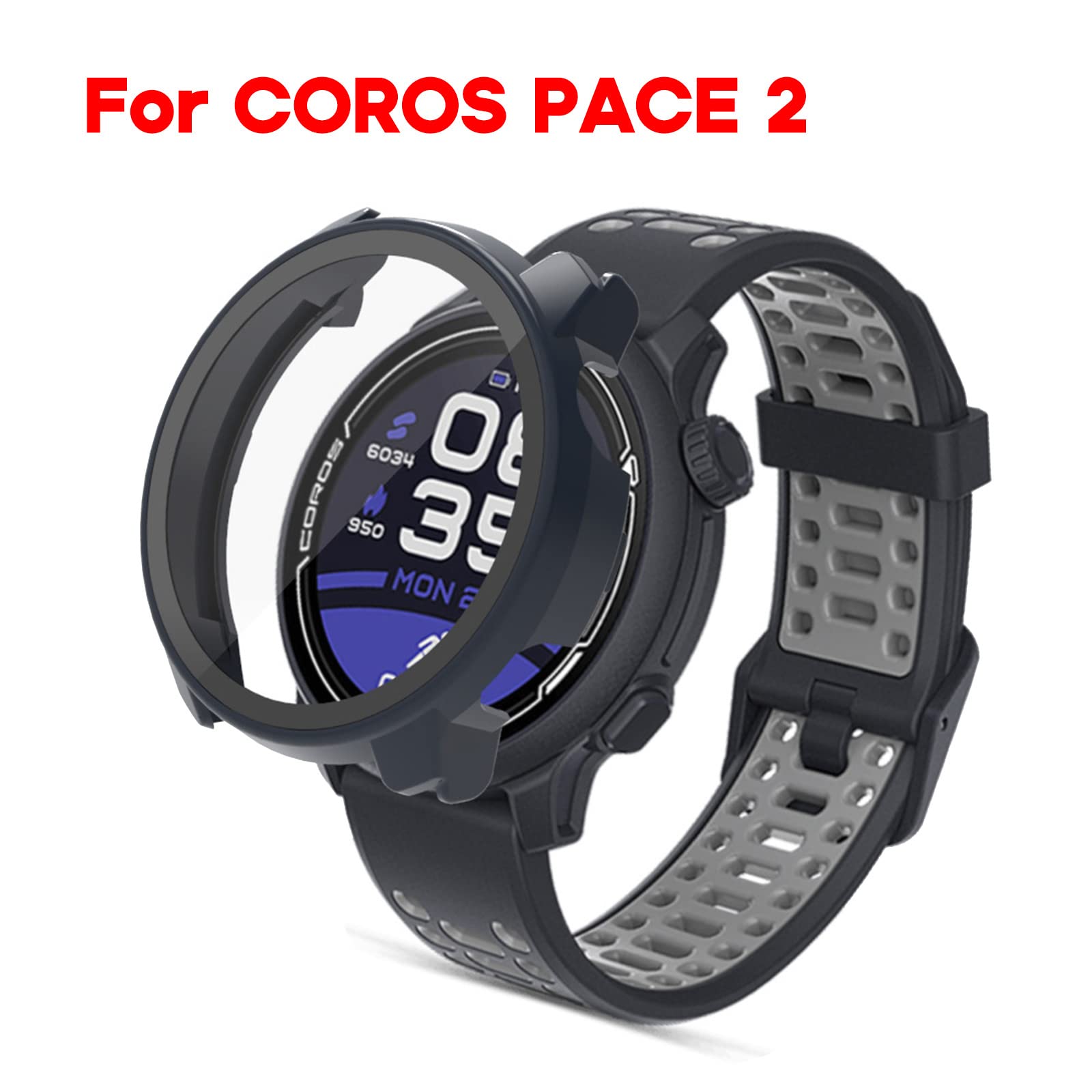 Coque Silicone + 2 Verres Trempés Pour GPS Vélo Coros Dura - Protection Anti-choc, Anti-rayure - Compatible Charge Solaire