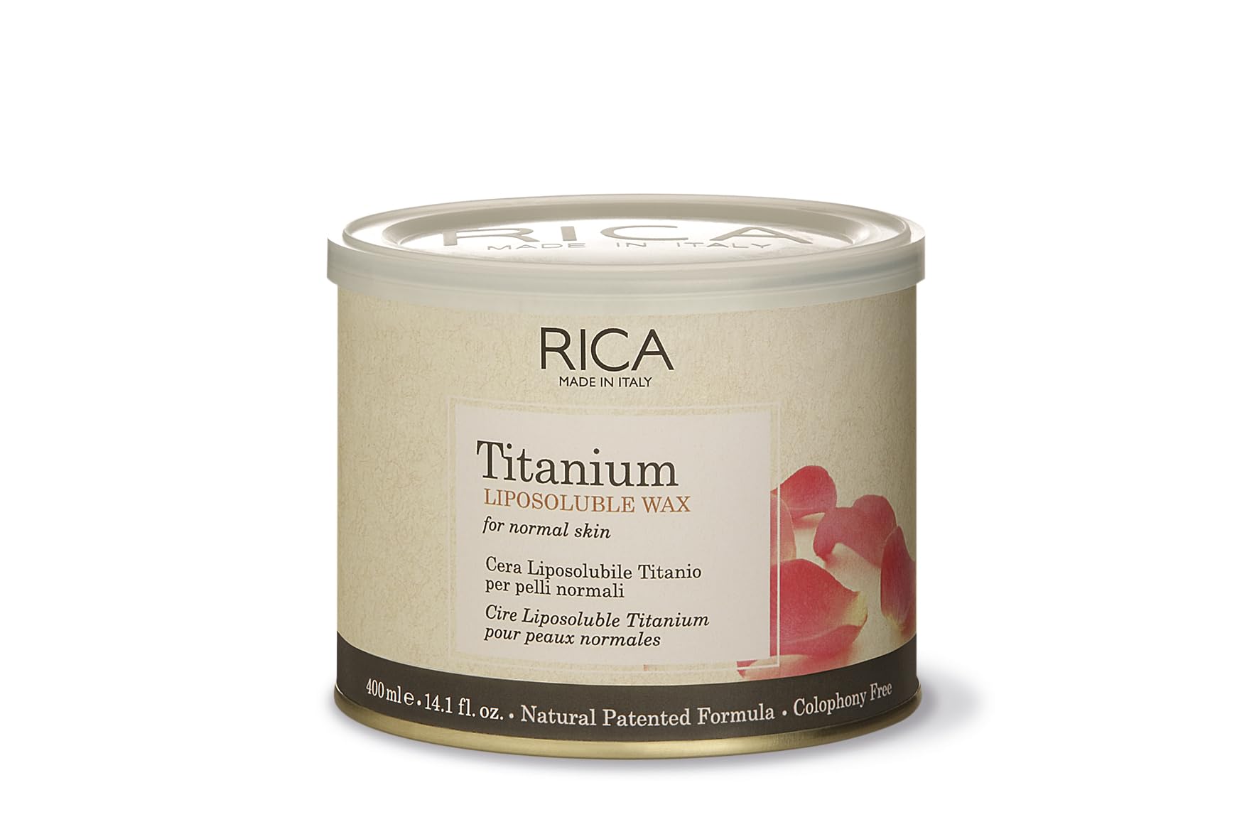 RICA | Titanium Liposoluble Wax 400 ml per Pelli Normali | Cera Depilatoria Cremosa e Leggera ad Alta Aderenza | Epilazione Delicata per Viso, Corpo e Zone Sensibili | Senza Colofonia | Made in Italy
