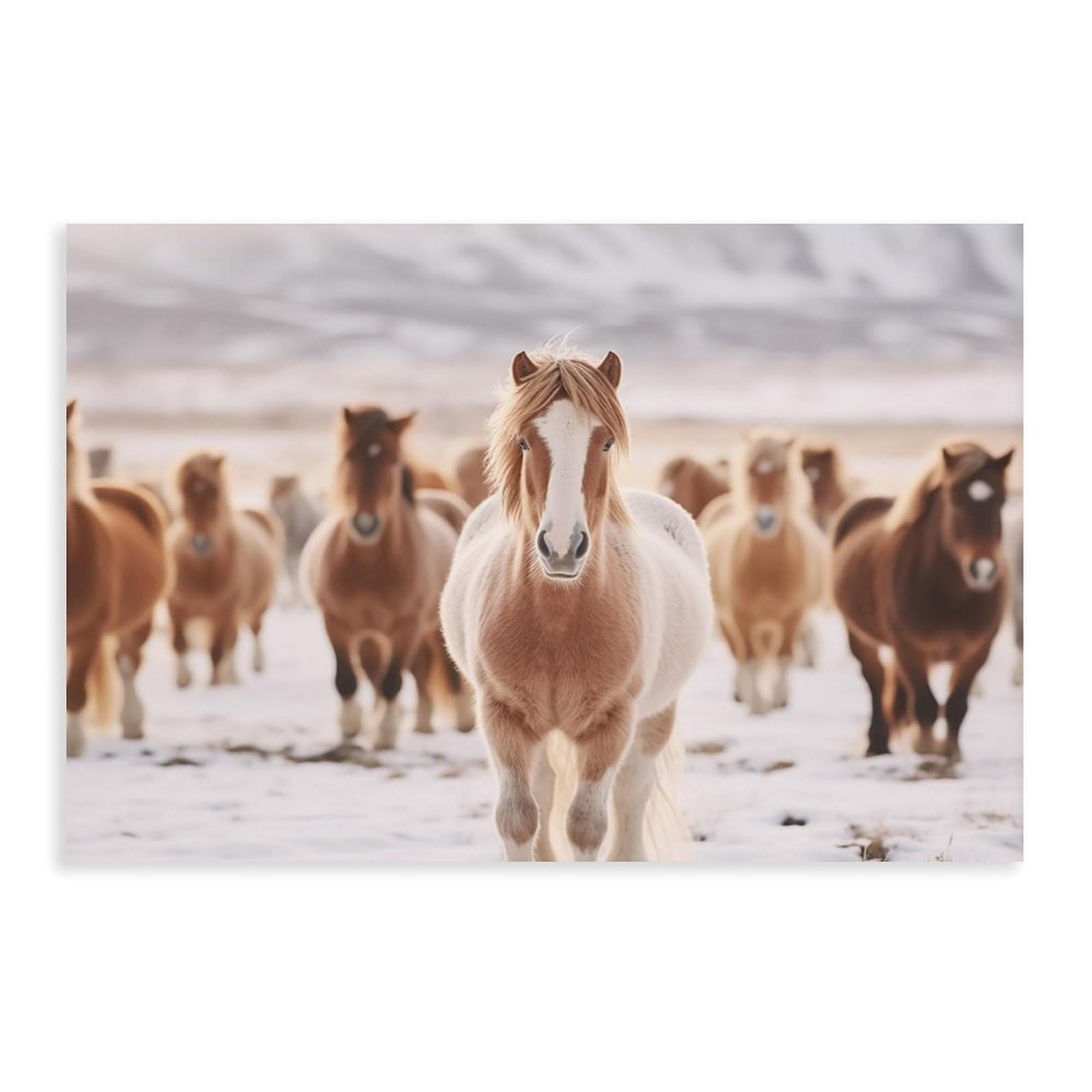 Bareronor Wild Horse Herd Poster (2) Canvas Poster Bedroom Decor Landscape Office Room Decor Gift 24" L X 36" W