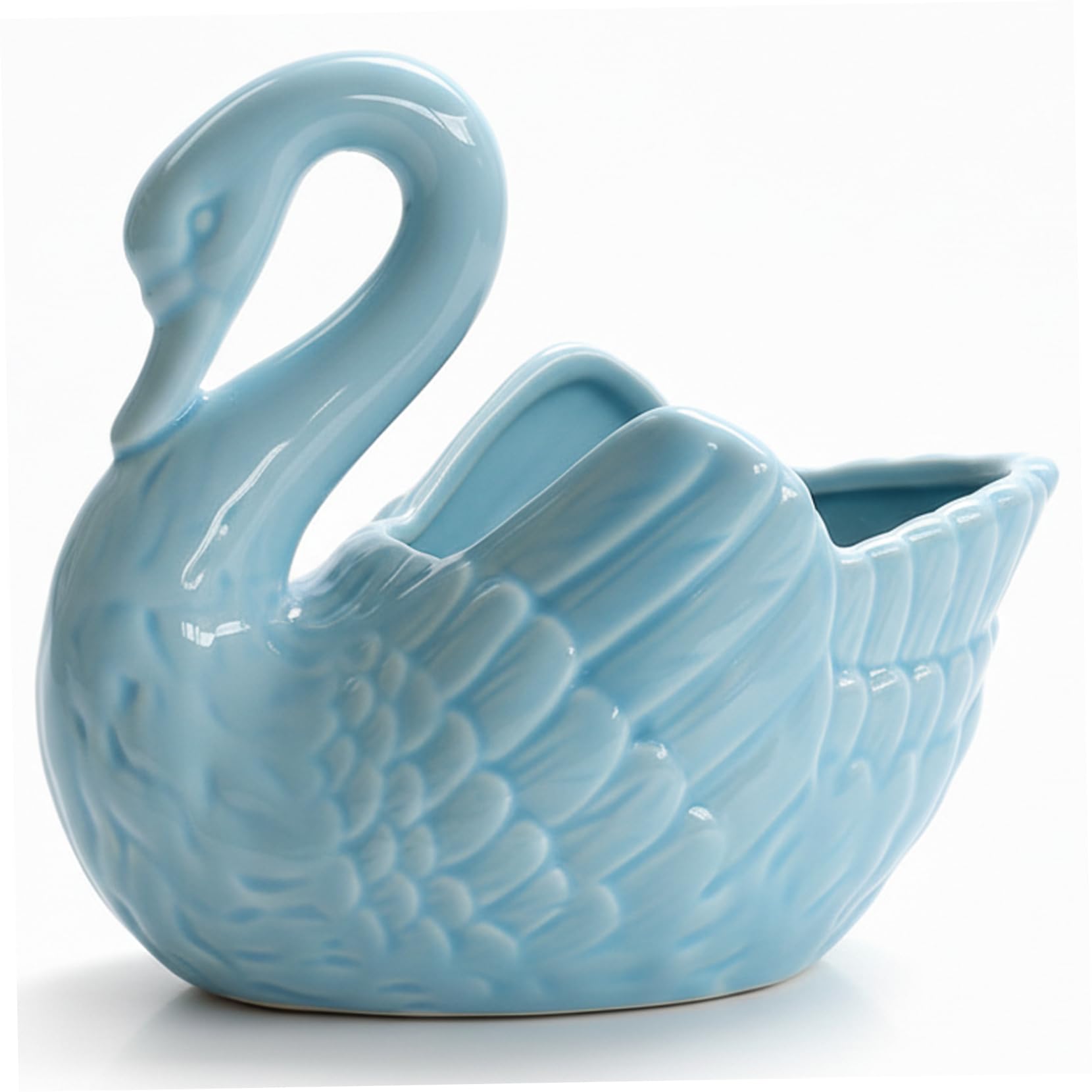 Peosaard Blue Swan Vase, Swan Planter, Ceramic Vase With Drainage Hole For Succulents, Decorative Indoor & Outdoor Desktop Planter Home Decor, Ceramic