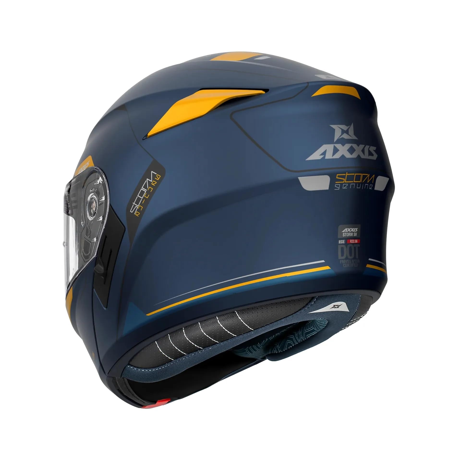 Casco AXXIS Modular FU406BSV Storm S SV Genuine C7, Gafa Solar, Azul, Amarillo Mate T- M