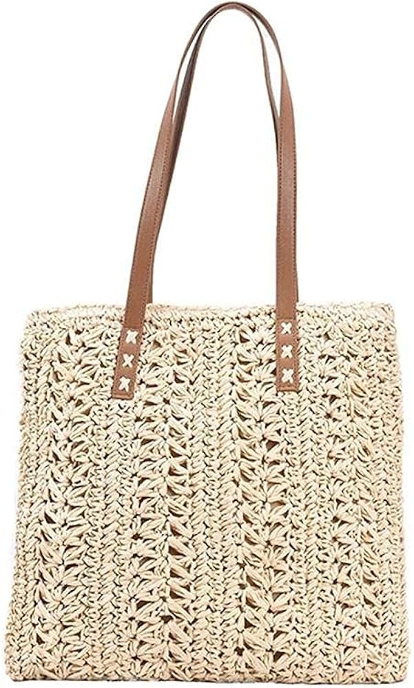 Boho Woven Straw Bag Women Shoulder Bags Casual Hollow Bags for Women