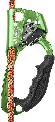 SZCQ SRT - Equipo ergonómico para escalada de mano ascendente de aviación de aleación para montañismo, roca de rappel, mango izquierdo, arborista