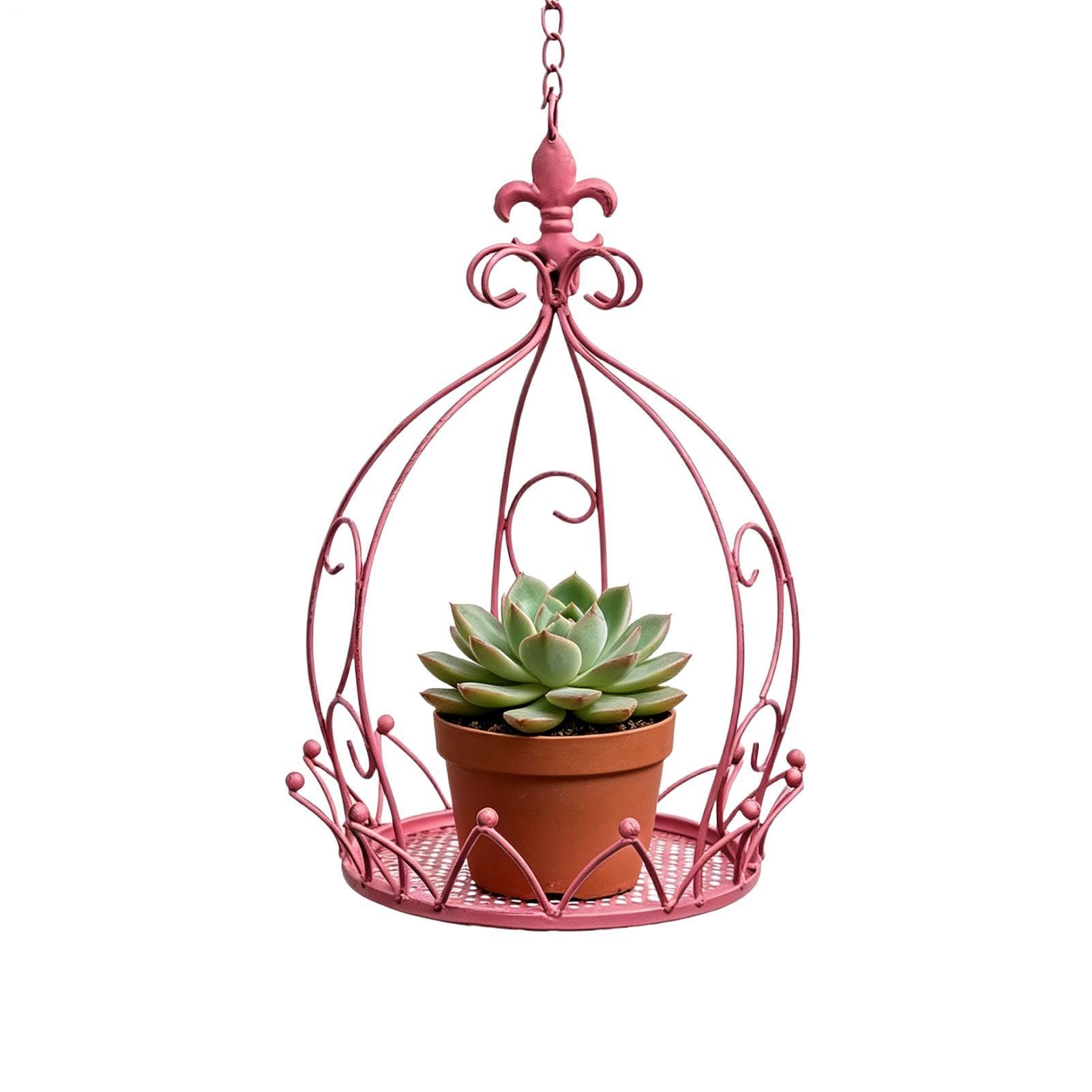 Suspension pour d'intérieur avec chaîne et panier décoratif en métal