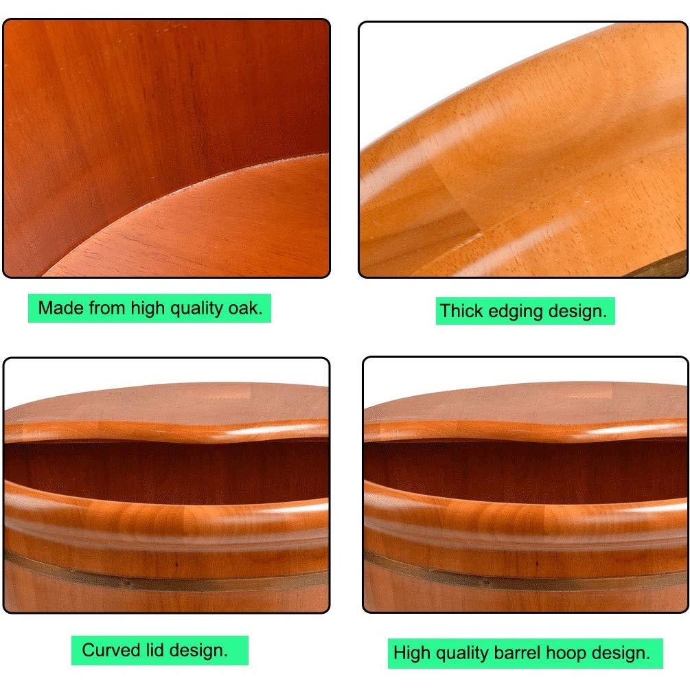 Pediluvio in Botte di Legno per pediluvio per Adulti, Secchio per Immersione dei Piedi con Coperchio, vaschetta per Piedi in ammollo, Secchio in Legno per Pedicure, Vasca idromassaggio per pediluvio