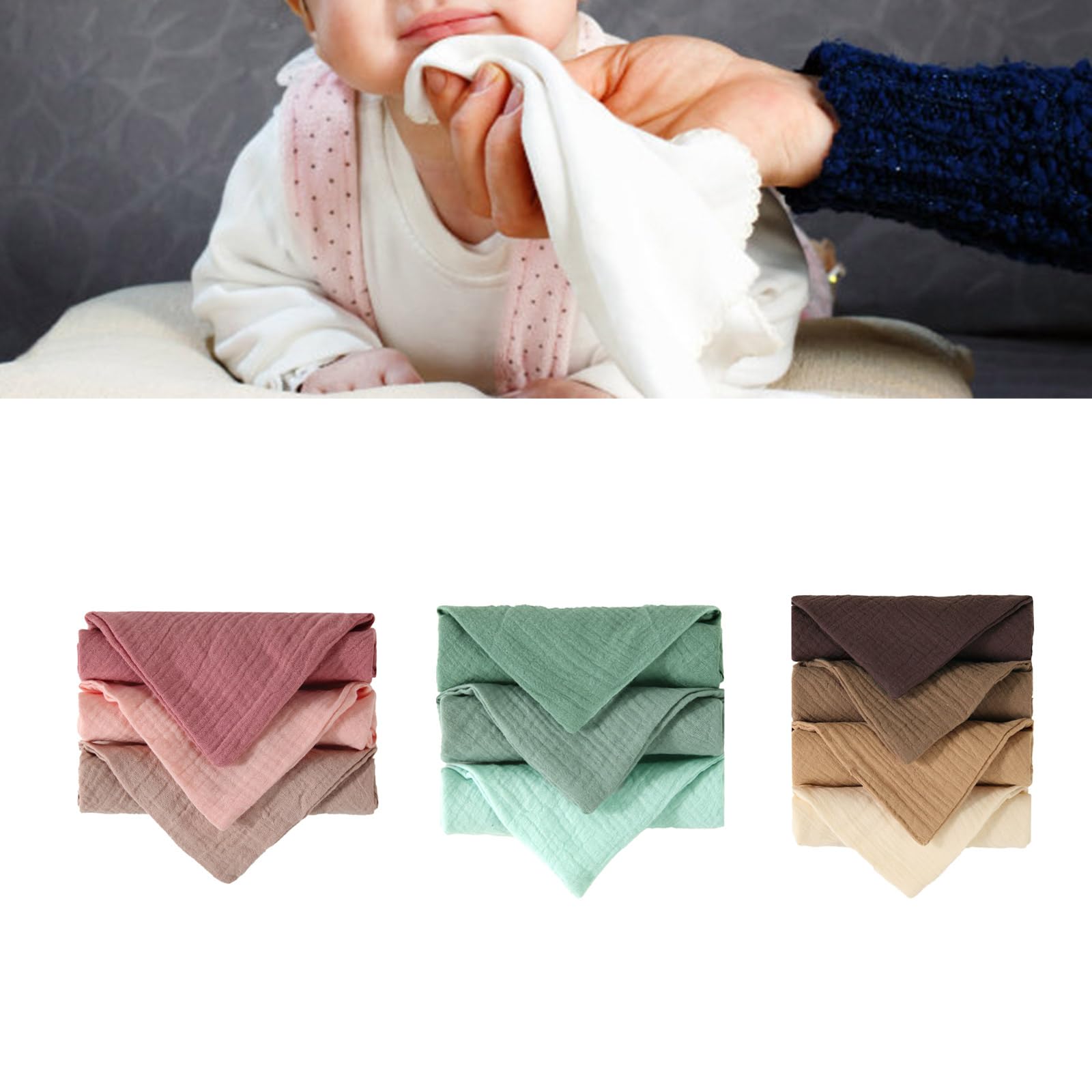 XEGZLH 4Pcs Baby Cloths Handkerchief Square Bibs Washcloths Nursing Towel Baby Wipe Breathable Face Towel for Baby