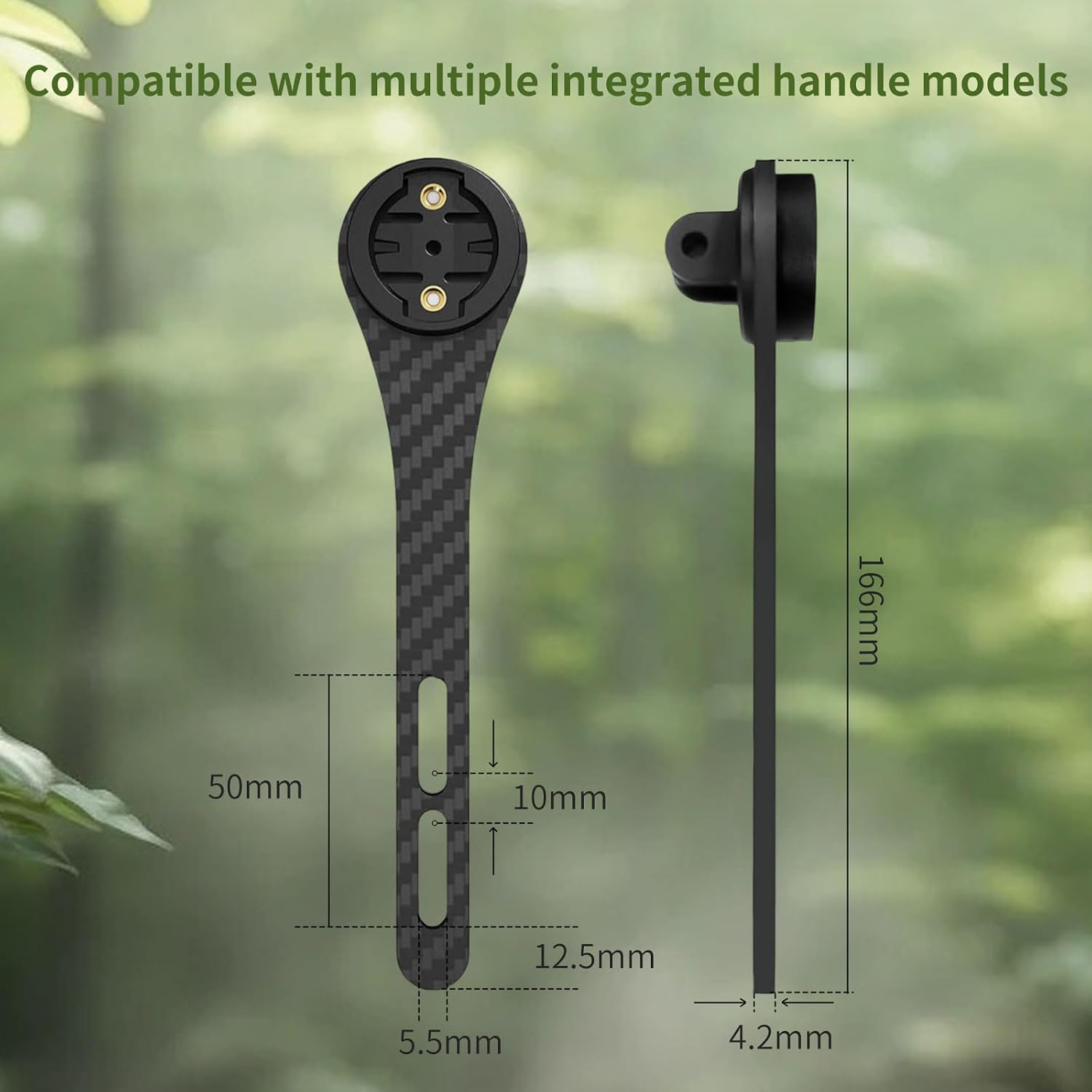Integrated Handlebar Front Mount Bracket, Carbon Fiber Road Bike Bracket, Compatible with Action Cameras, Hammerhead Karoo, COOSPO, iGPSPORT, and Garmin Bike Computers