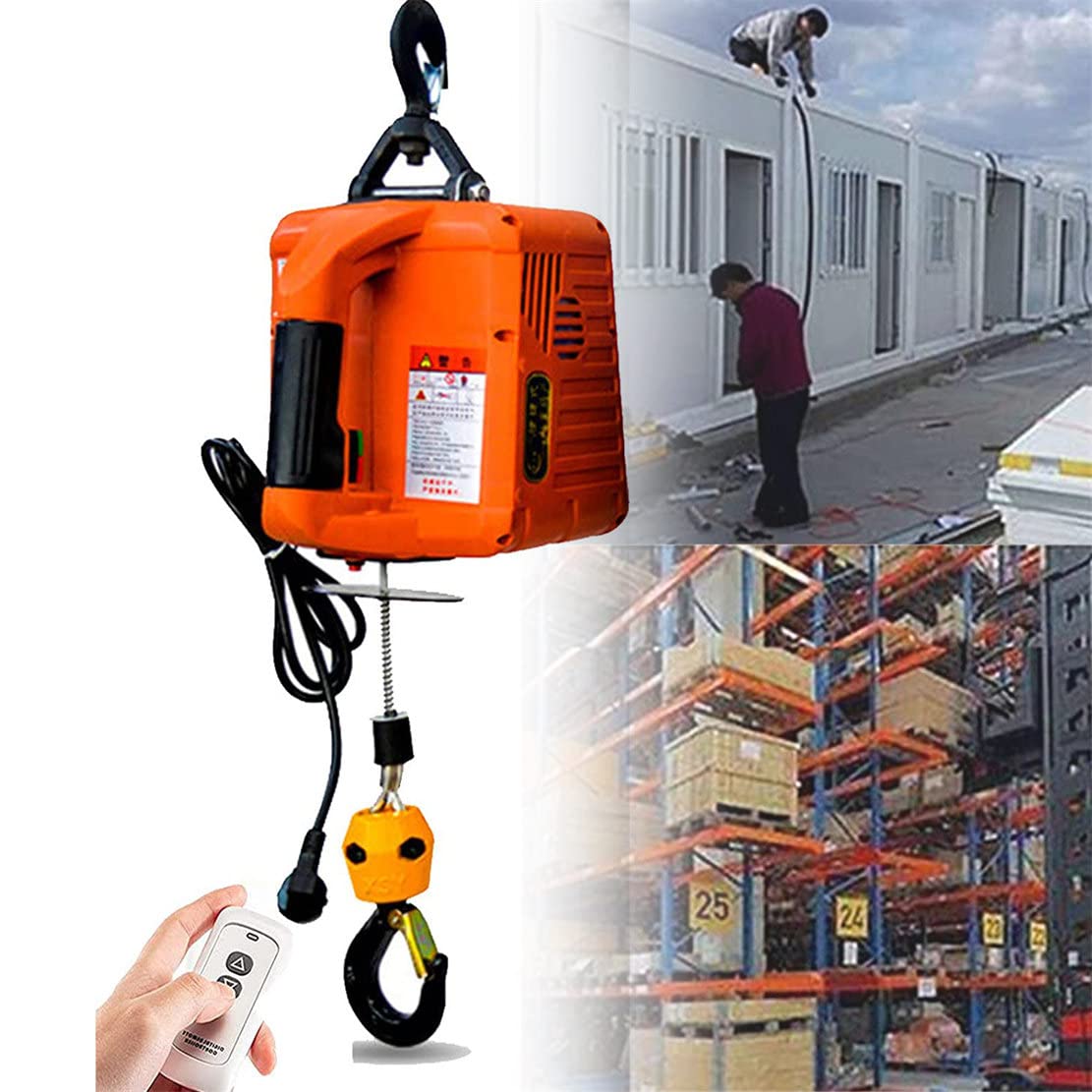 Wciągarka elektryczna 1500 W 3 w 1 wciągnik elektryczny zdalnie sterowany trakcja elektryczny wciągnik łańcuchowy, suwnica garażowa wciągarka sufitowa wciągarka do podnoszenia (Orange)