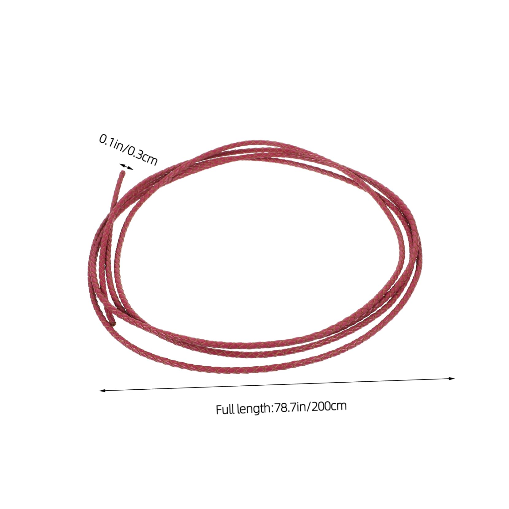 ERINGOGO Braided Leather Rope 3mm 2m Rosy Red Great for Crafts Jewelry and Decorative Projects