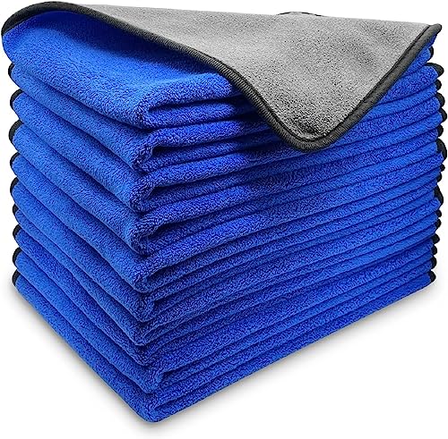 Image of Auto Hub Microfiber Cloth for Car - 600 GSM (40x40 CM) Car Cleaning Cloth, Thick Plush, Lint Free, Streak Free Microfiber Cloth for Bike & Car Washing & Drying Pack of 6-Blue