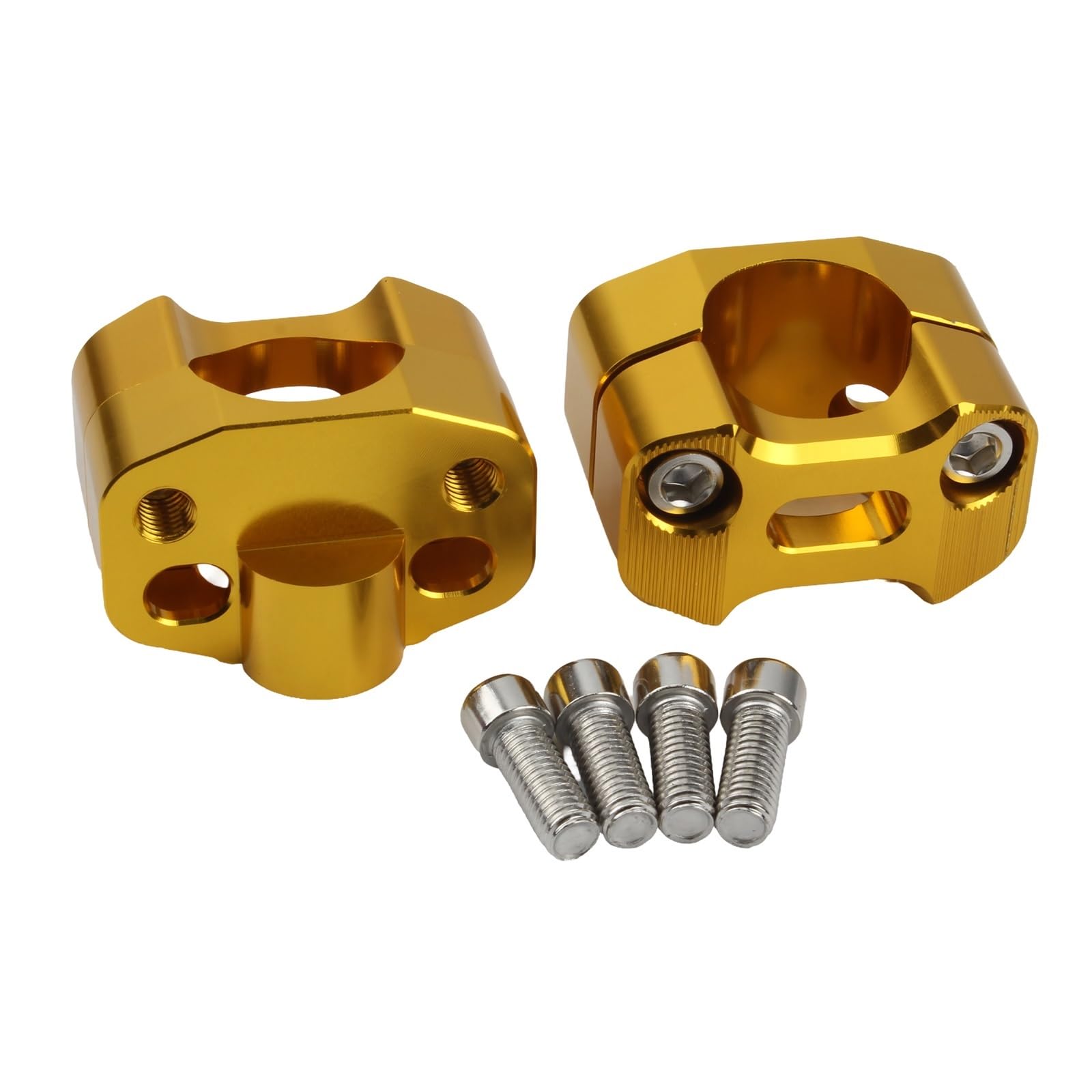 KWEZ 22 28mm Universal Motorcycle CNC Billet HandleBar Fat Bar Risers Mount Clamp Adaptor Motocross Dirt Bike Modified Parts(Gold)