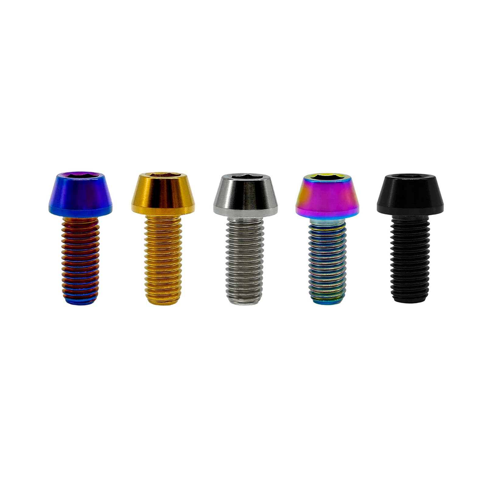 RISON-Titanium Bici Stelo Bulloni in Titanio M5x0.8x8mm, 5pcs Viti per Attacco Manubrio Bicicletta, Vite a Testa Conica Viti Fisse per Stelo Bici, Vite di Fermo Vite per Gambo per MTB/Bici da Strada