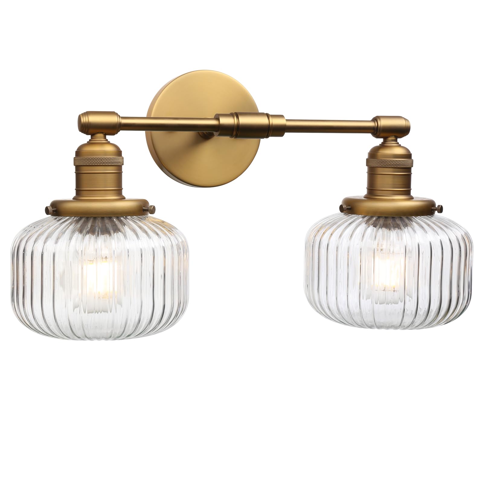 Phansthy Wandleuchte 2 Flaming gestreiftem Klarglas wandlampe Vintage Industrie Loft-Wandleuchtung für Flur Schlafzimmer Wohnzimmer Küche Badezimmer Gästezimmer etc (Antike Farbe)