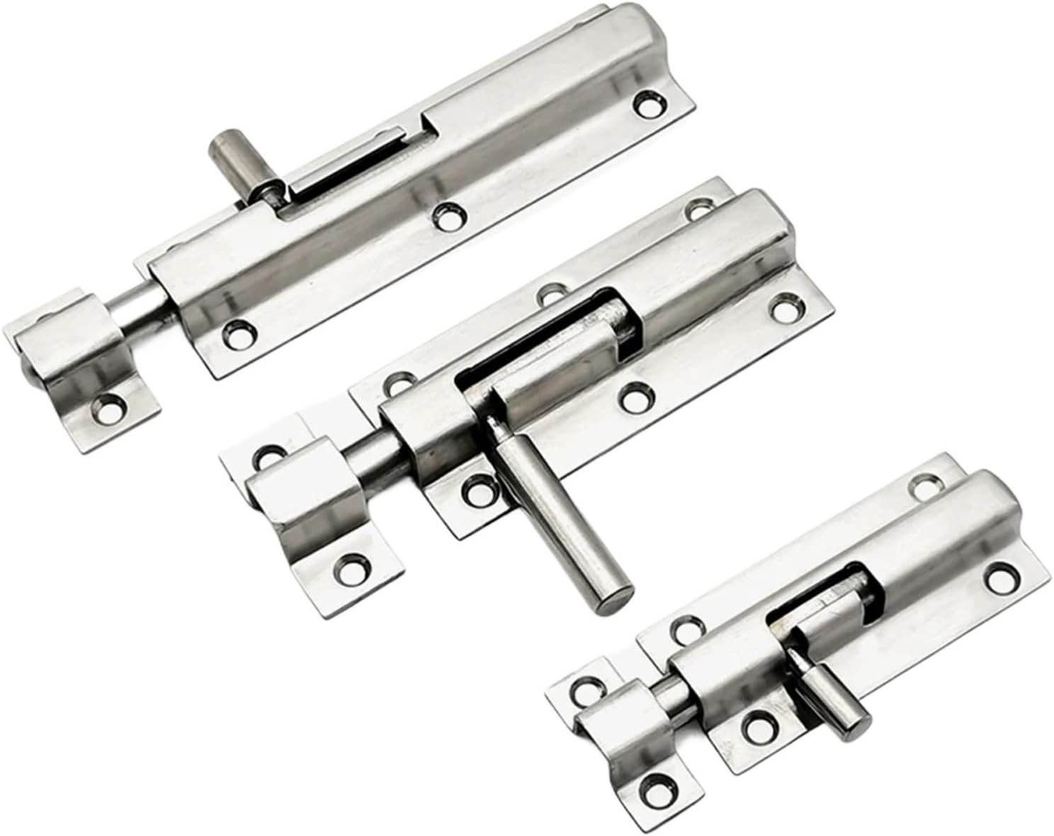 Stainless Steel Slide Bolt Bathroom Bedroom Toilet Sliding Lock Latch Door Pin Two-Way Latch Left Right Mounting 1Pcs(200-3 Right)