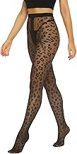 MANZI Women Patterned Tights Sheer Heart Dot Leopard Black Tights 20D