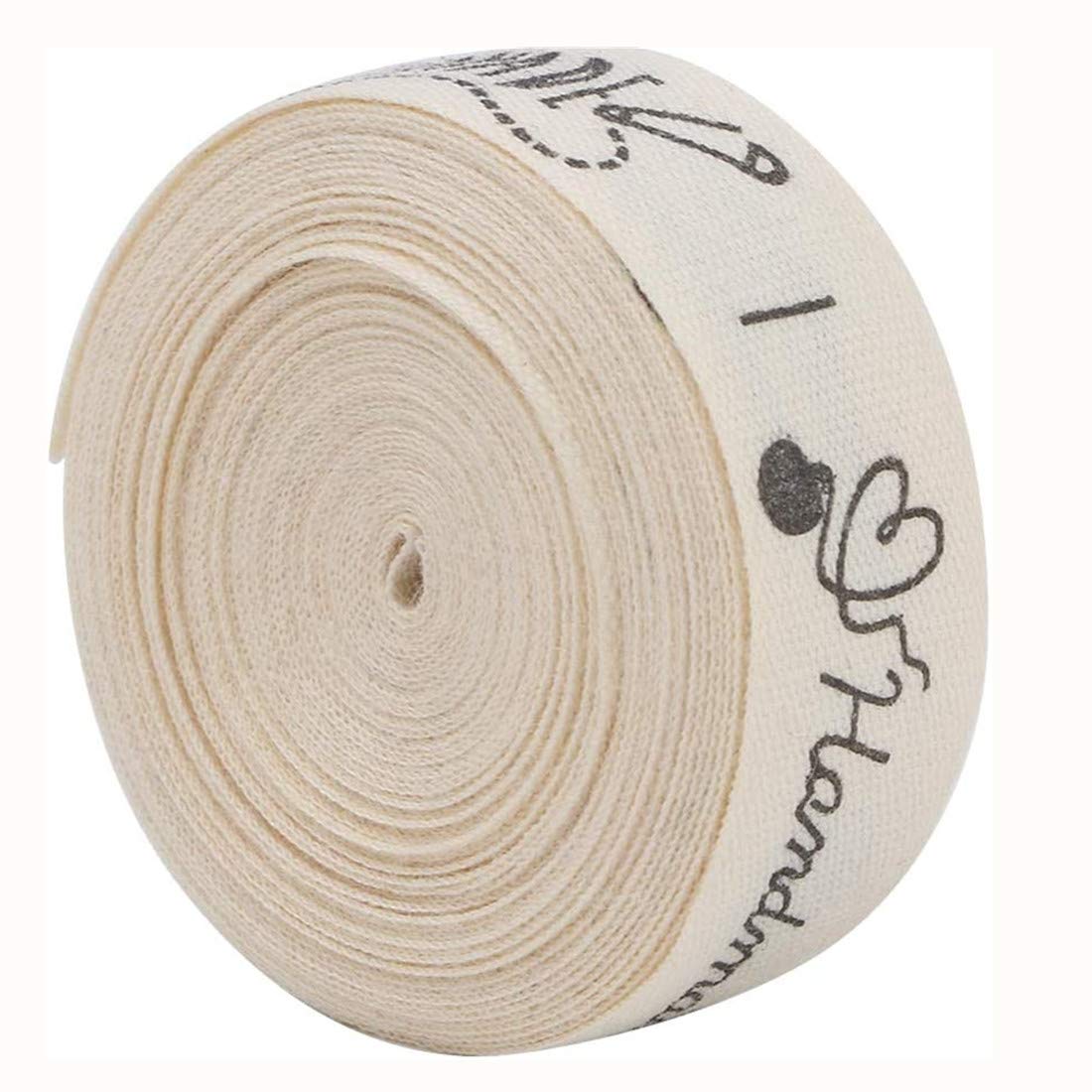 Wifehelper White Multi-Patterned Natural Cotton Ribbon Fonts 1.5Cm Handmade For Gift Package Supply Clothing Label Handmade Sewing(#4)