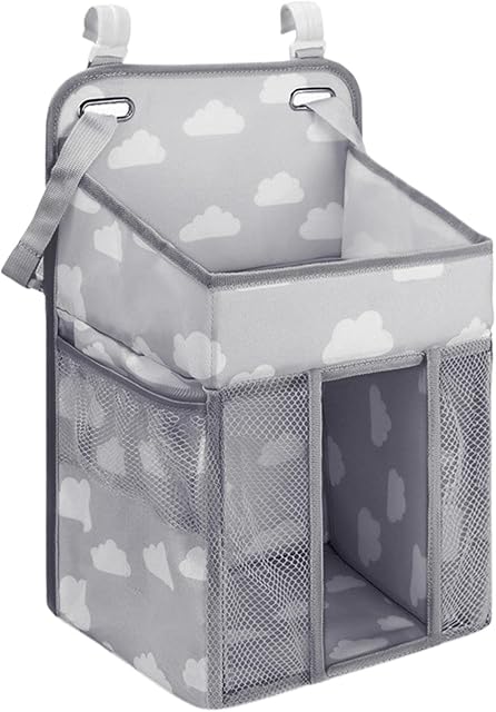 xiaoguozi Diaper Caddy Organizer Nursery Organisers Storage Bag Nappy Caddy Organiser Baby Crib Organizer Diaper Diaper Organizer Caddy With Buckle For Cribs Cars Changing Tables, Grey