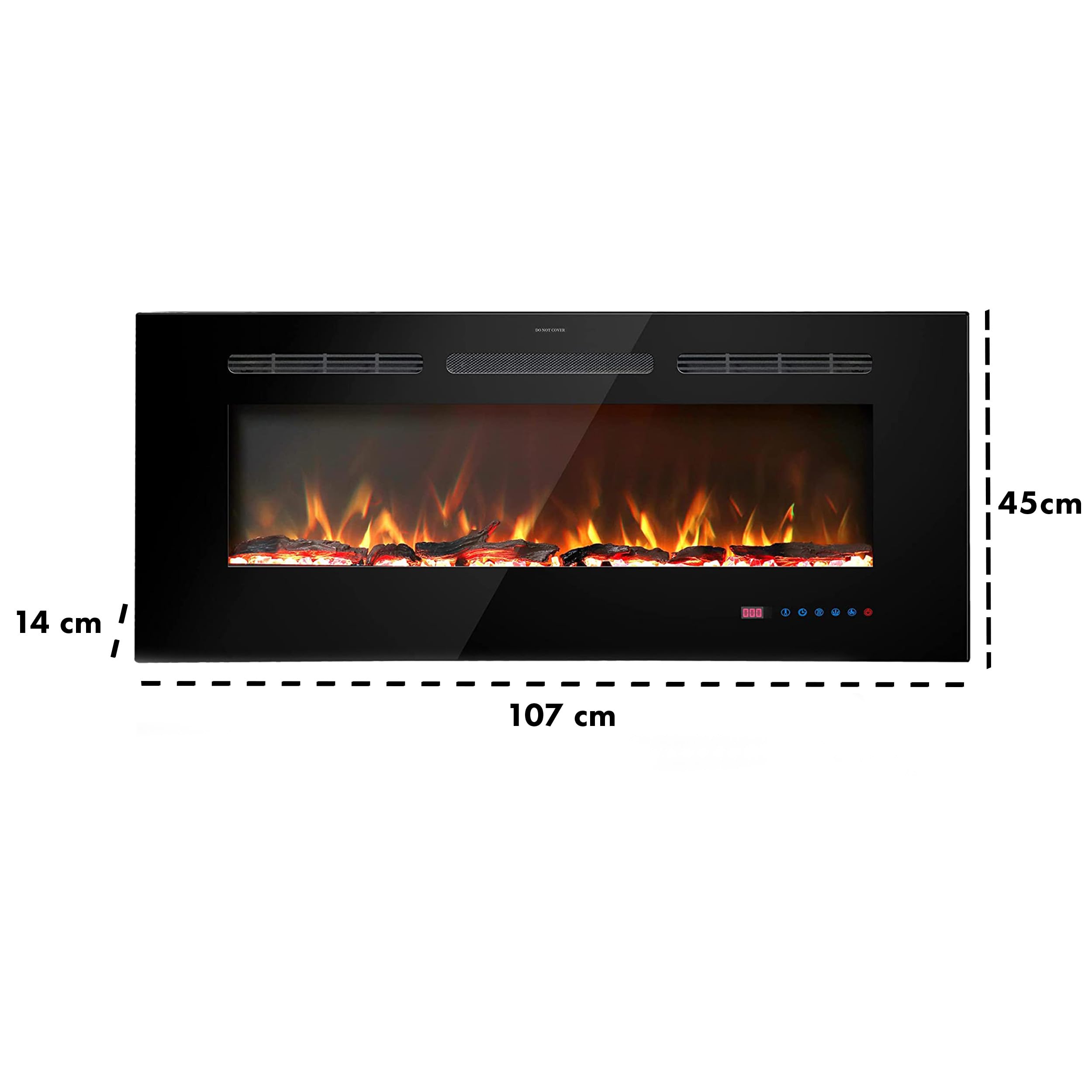 Kominek elektryczny JOI 42 (kominek do zabudowy) – kominek elektryczny z ogrzewaniem, wielokolorowe diody LED – wkład kominkowy do montażu w ścianie, 1500 W, 106,7 x 45 x 14 cm, czarny