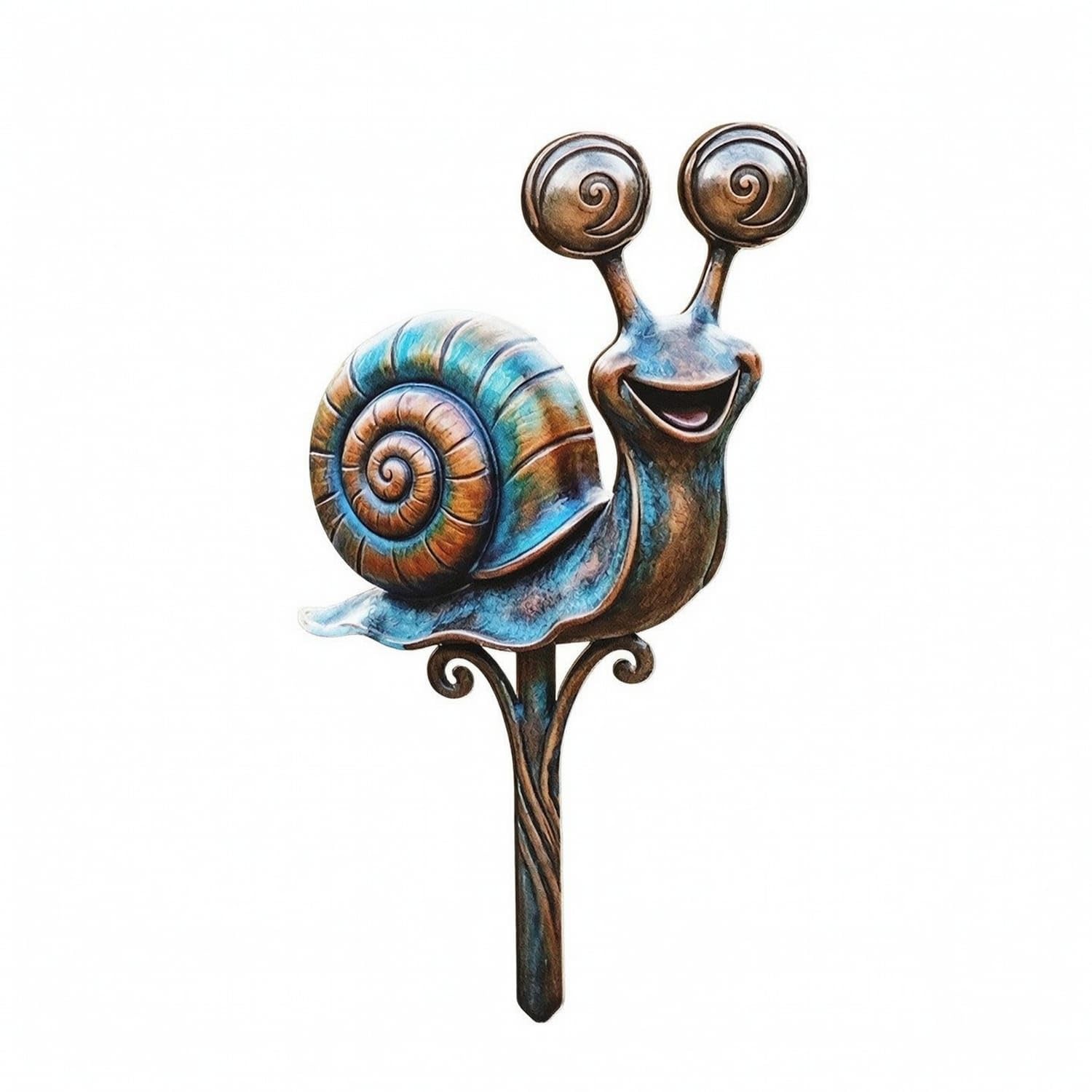 Metal Garden Stake with Spiral Shell Whimsical Snail Garden Stake Decorative Snail Yard Art Playful for Gardeners, Homeowners, Flower Beds, Smiling Snail-picture-27